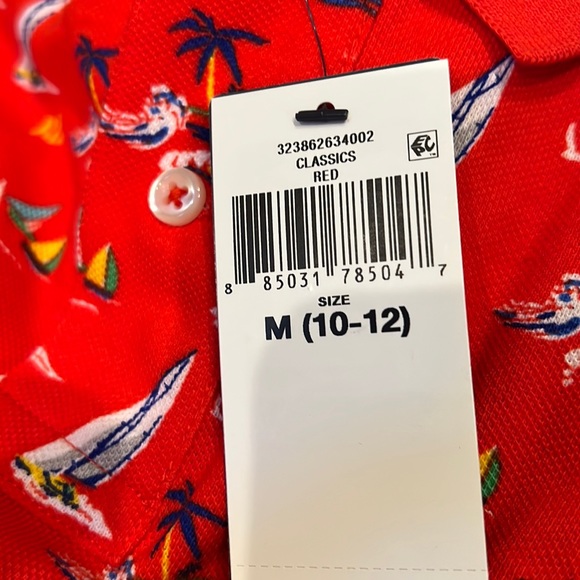 Polo Ralph Lauren Boys Sailboat Cotton Mesh Red Polo Shirt NWT Medium & X-Large - Picture 7 of 7
